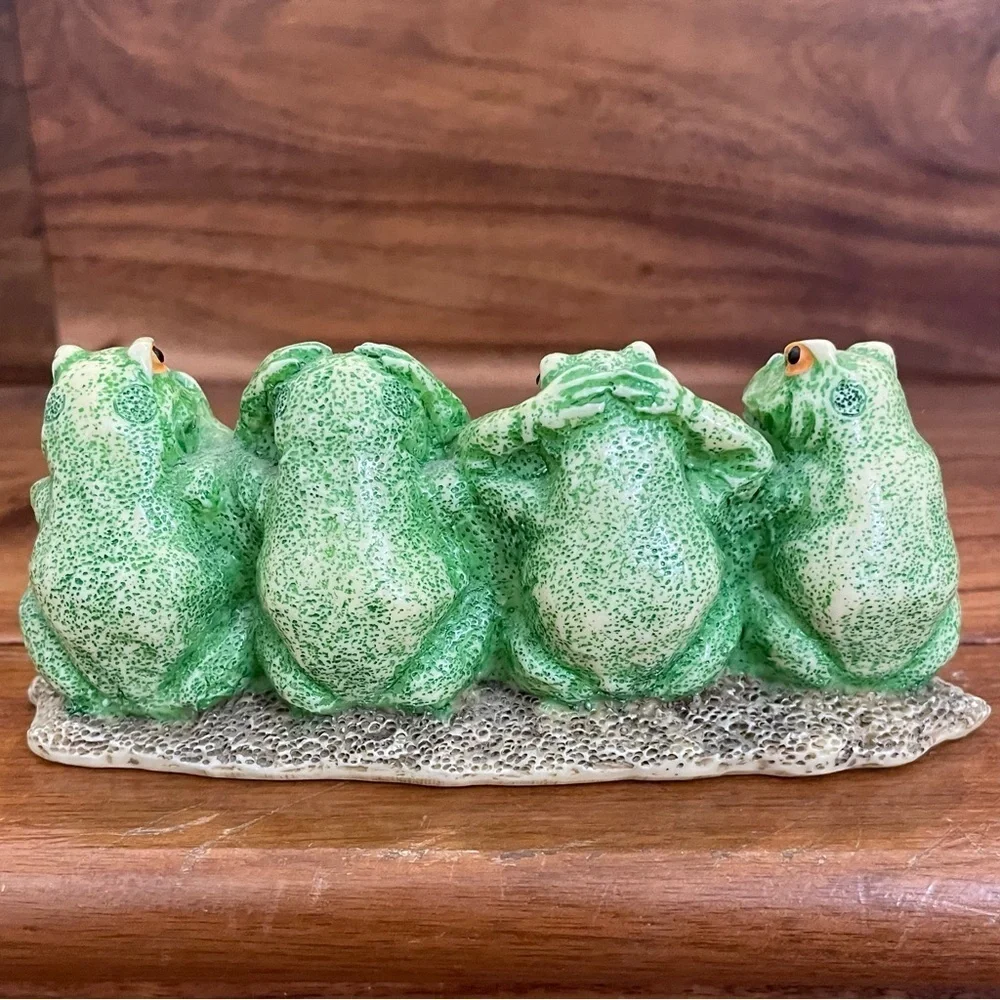 Vintage Frogs Figurine See No Evil, Hear No Evil, Speak No Evil Confucius Decor
